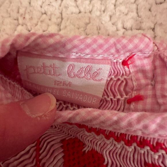 Pink and Red Heart Embroidered Kids Dress - Picture 3 of 4